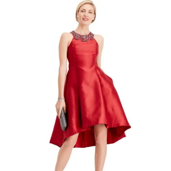 adrianna papell fit and flare tea length cocktail dress Beaded Jacquard Fit & Flare Cocktail Dress In Blue main image 0